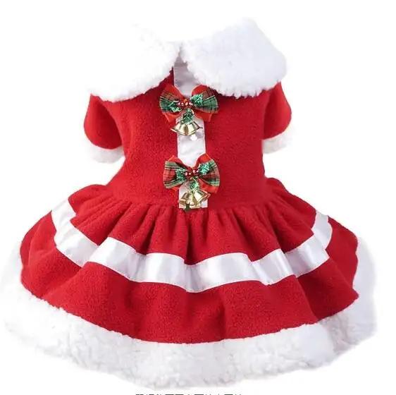 Dog Christmas Dress Costume Kitty Clothing Red Skirt Apparel for Small Medium Dogs Cats