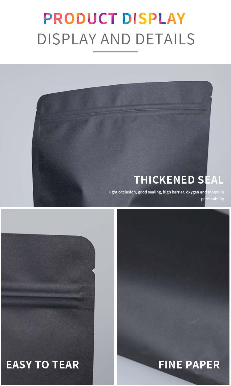 No Pritnting Stand Up Pouch Kraft Paper Matreial Standard Size For Daily Food Packaging