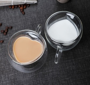 Factory Wholesale <strong>love</strong> Glass <strong>Cup</strong> 80ml 150ml 250ml 300ml Creative Double-layer Heart-shaped High Value Tea and Coffee <strong>Cups</strong> - Product Image 2