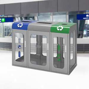 Factory <strong>Custom</strong> 3 Compartment Trash Bin Galvanized Steel <strong>Garbage</strong> Can Sanitation <strong>Containers</strong> Recycling Bin - Product Image 3