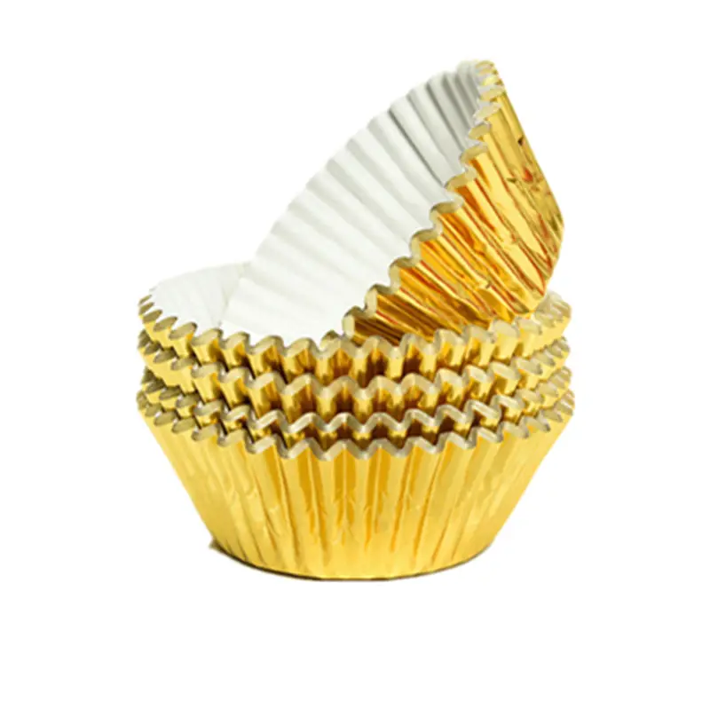 100 unids/pack Mini Cupcake Liners Foil Cupcake Liners Wrappers Metallic Baking Cups Muffin Paper Cases