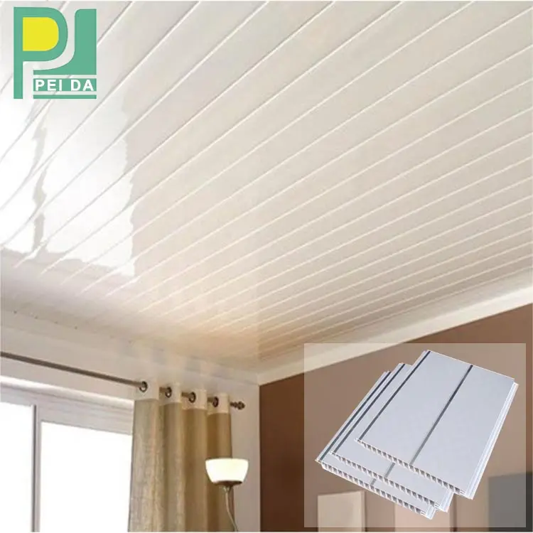 Paiement LC Panneau de plafond en PVC blanc ignifuge à emboîtement le plus populaire pour décor de maison