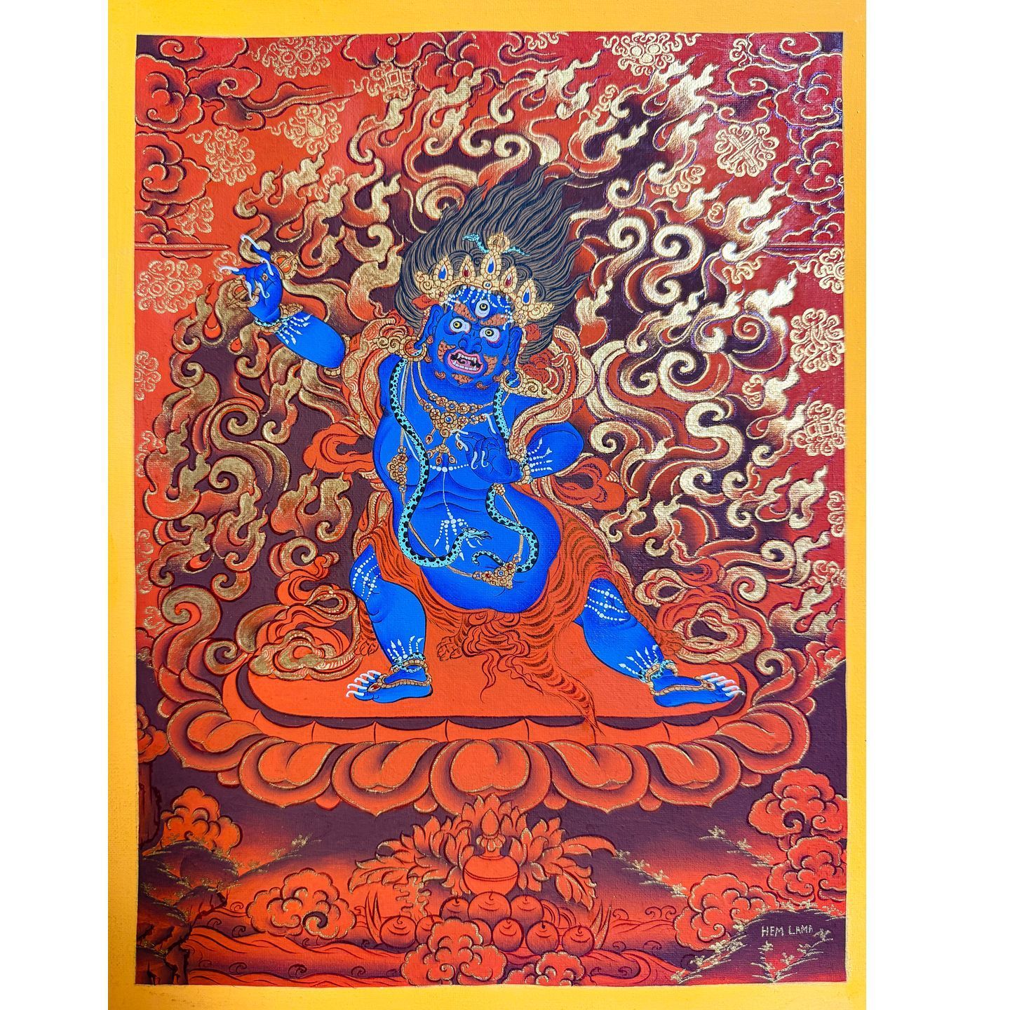 Peinture de cœur Vajrapani à la langue rouge - 2316