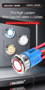 22mm nhiệm vụ nặng nề không thấm nước IP65 cao 1NO 20A Micro thép không gỉ momentary kim loại đẩy nút chuyển đổi cho xe máy - Product Image 4