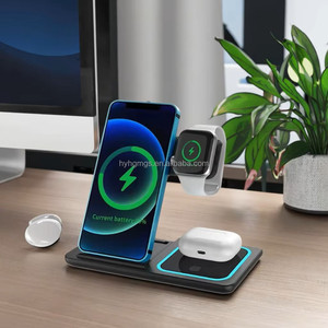 Best-Selling 15W Foldable Three-in-<strong>One</strong> Wireless <strong>Charger</strong> Supports Type-C PD QC3.0 Fast-Charging EU 9V/2A Short Circuit Earphones - Product Image 3