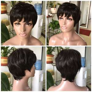 Wholesale Short Wave Pixie Cut Wig Non Lace Human Hair Wig With <strong>Bangs</strong> for Black Women Brazilian Cheap Human Hair Wig - Product Image 3