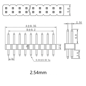 <strong>2</strong>.54 mm Male <strong>Pin</strong> <strong>Header</strong> PCB Board <strong>2</strong>*4pins Vertical Dip Dual Rows <strong>2</strong>.54 <strong>Pin</strong> <strong>Header</strong> Connector - Product Image 3