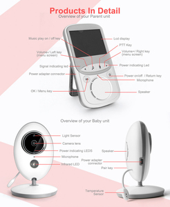 2.4G Baby Monitor Camera Wireless Audio Radio Nanny Music Intercom 2.4インチLCD Portable Walkie Talkie Babysitter Video Monitor