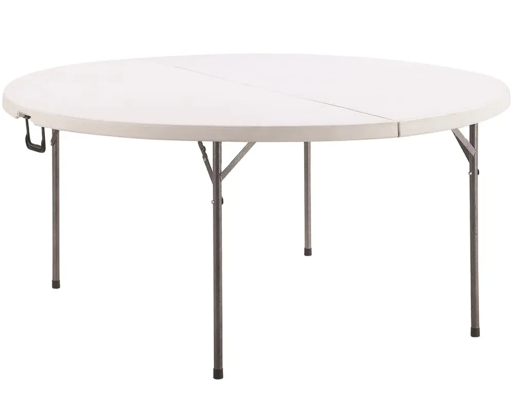 Mesa redonda plegable de plástico para banquetes, mesa plegable de plástico de 5 pies para eventos al aire libre, venta al por mayor