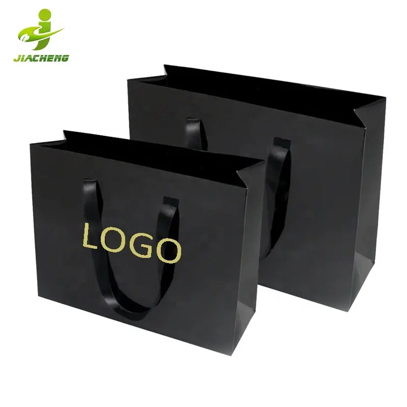 Jiacheng bolsa de papel reciclável, grande parte inferior quadrada, saco de papel de luxo, logotipo noir, logotipo da logotipo