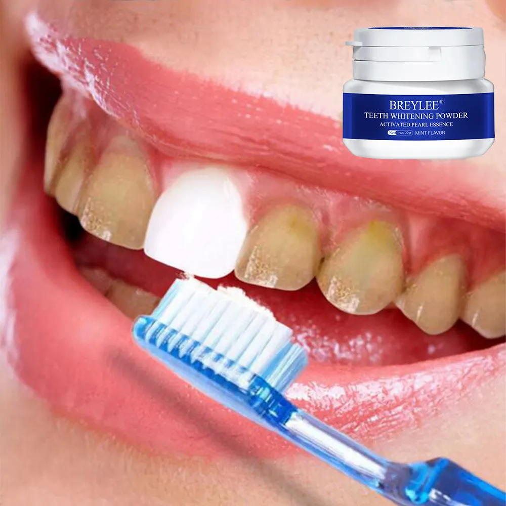 Breylee Pearl Teeth Whitening Powder smacchiatore per denti schiarente orale rinfrescante sostituire il dentifricio
