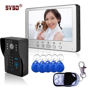 Sistema de timbre de intercomunicación visual con control remoto y desbloqueo de tarjeta Control de acceso de teléfono de videoportero para edificios - Product Image 1