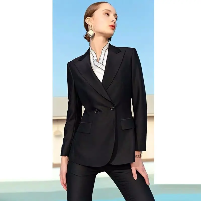 Chaqueta cárdigan negra para mujer, chaqueta informal, Chaqueta larga, traje de primavera y otoño