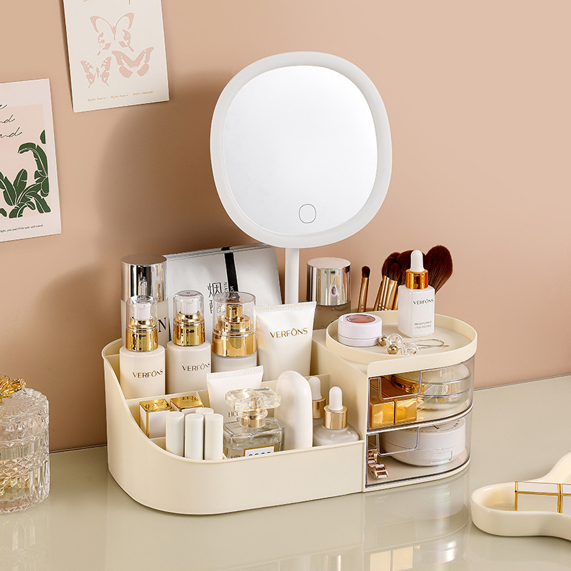 Large Cream White (with mirror) 33.5*19*12cm