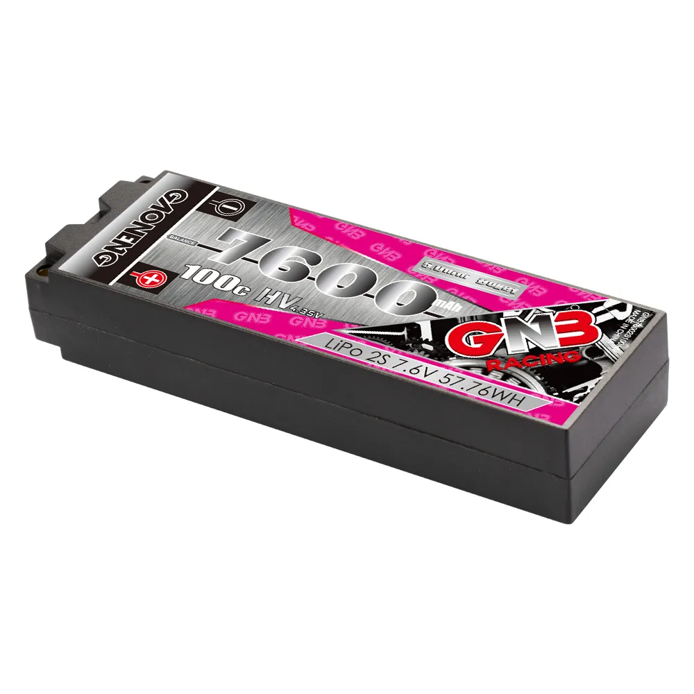 Gnb gaoneng bateria de 7600mah 2s hv 7.6v, bateria de lipo rc, capa dura, 5mm, 5.0mm, bala 1:10, 1/10 balança lihv