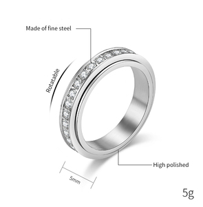 Nhẫn Xoay Giảm Lo Âu Có Thể Tùy Chỉnh Nhẫn Xoay Giảm Căng Thẳng Sáng Bóng Nhẫn Xoay Đá Zircon Bằng Thép Không Gỉ Vàng 18K Cho Nam Nữ - Product Image 6
