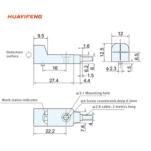 HUAYIFENG DC10-30V IP67金属物体の検出超小型NPN/PNP小型正方形近接センサーフロントエンド検出 - Product Image 2