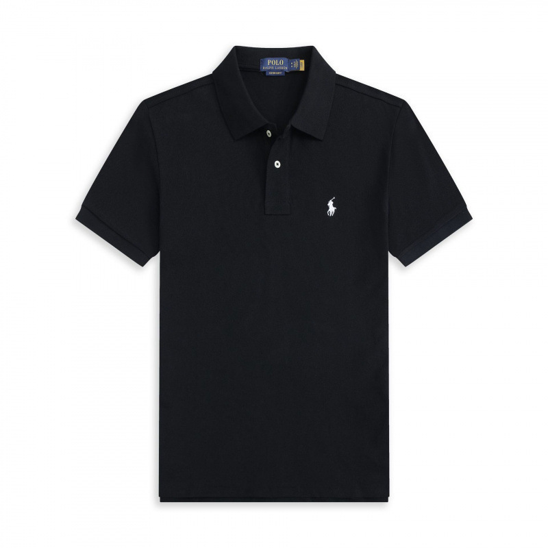Polo noir étiquette blanche