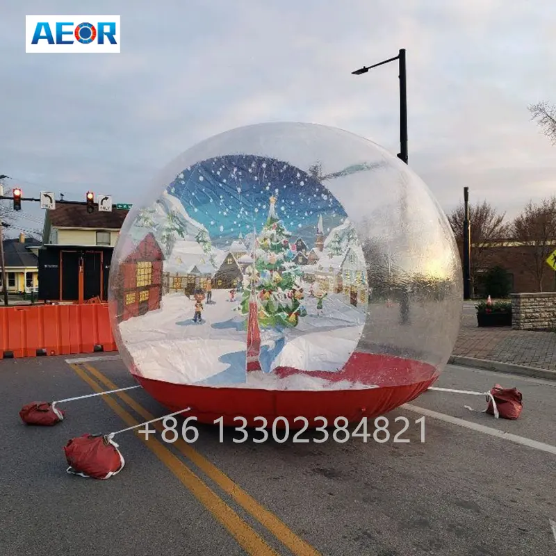 Globo de nieve inflable transparente de alta calidad para decoración navideña