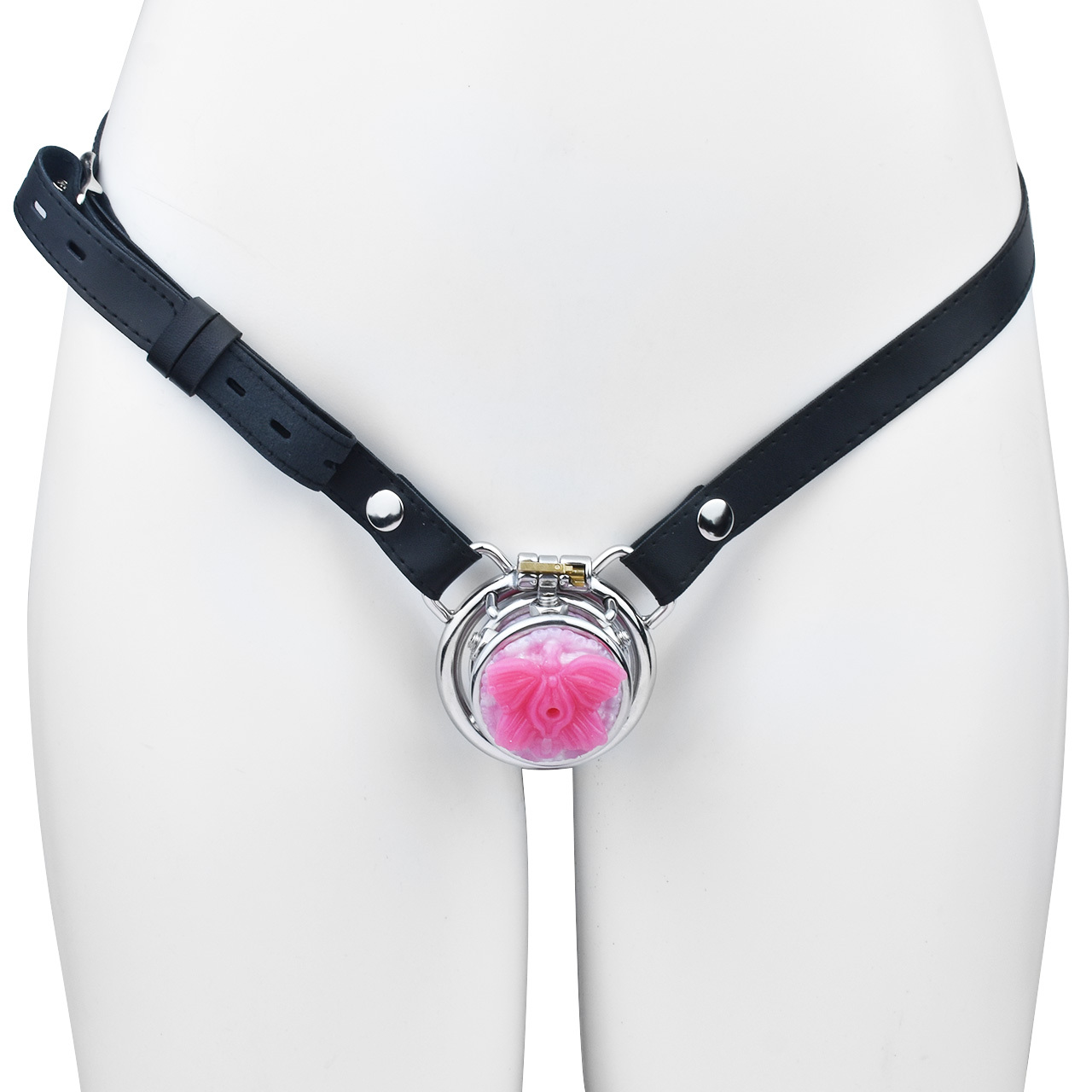 belt +round ring cage +pink butterfly