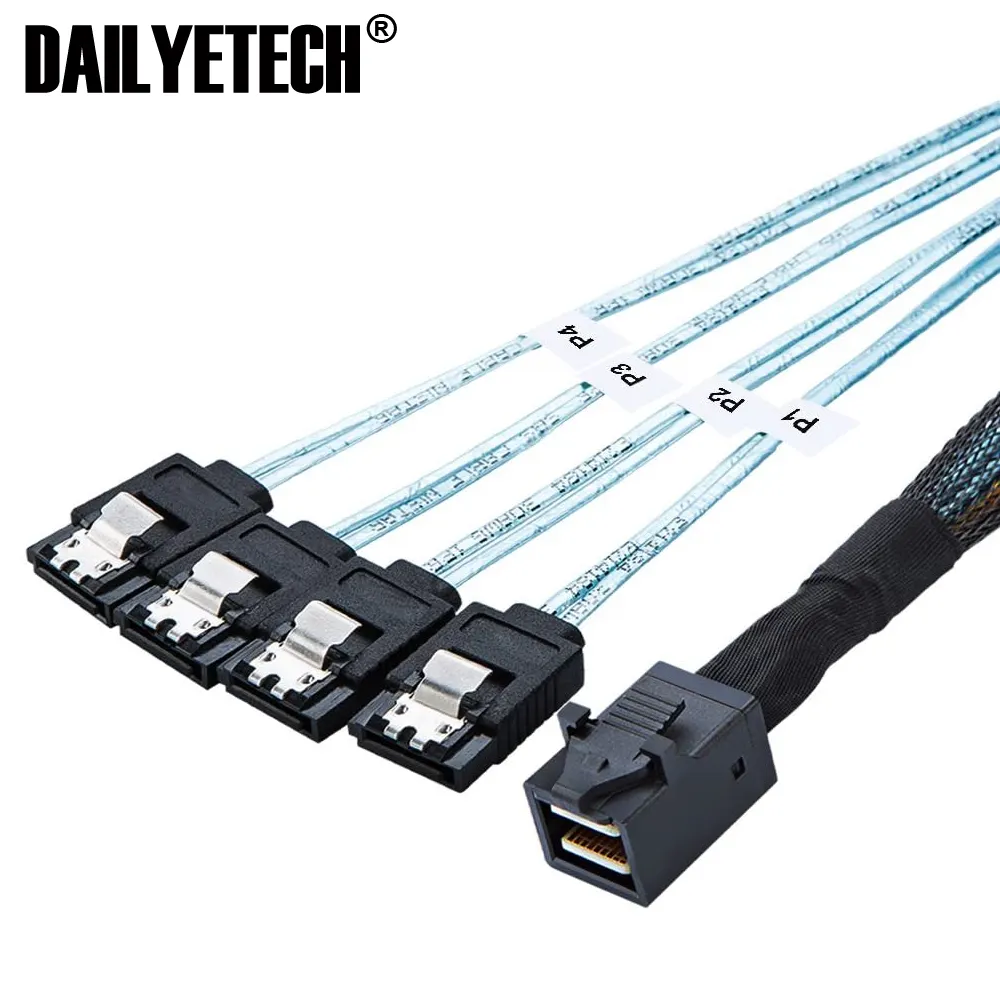 Cable de datos de disco duro sff 0,5 a 4 sata, Mini sas HD sff8643 a 4 sata, adaptador de línea de conexión de plano posterior de 8643 m