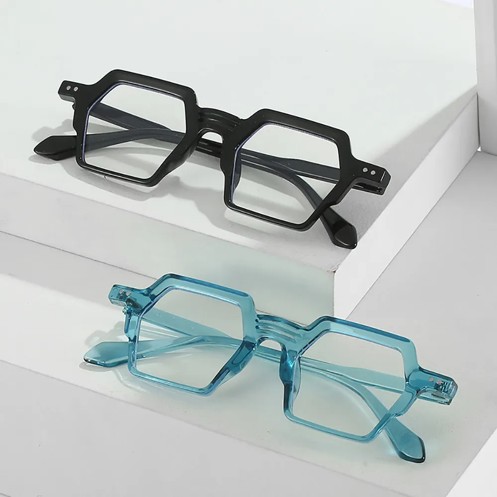 إطار نظارات كمبيوتر مضادة للضوء الأزرق للنساء جديد مربع شفاف نظارات برشام عتيقة