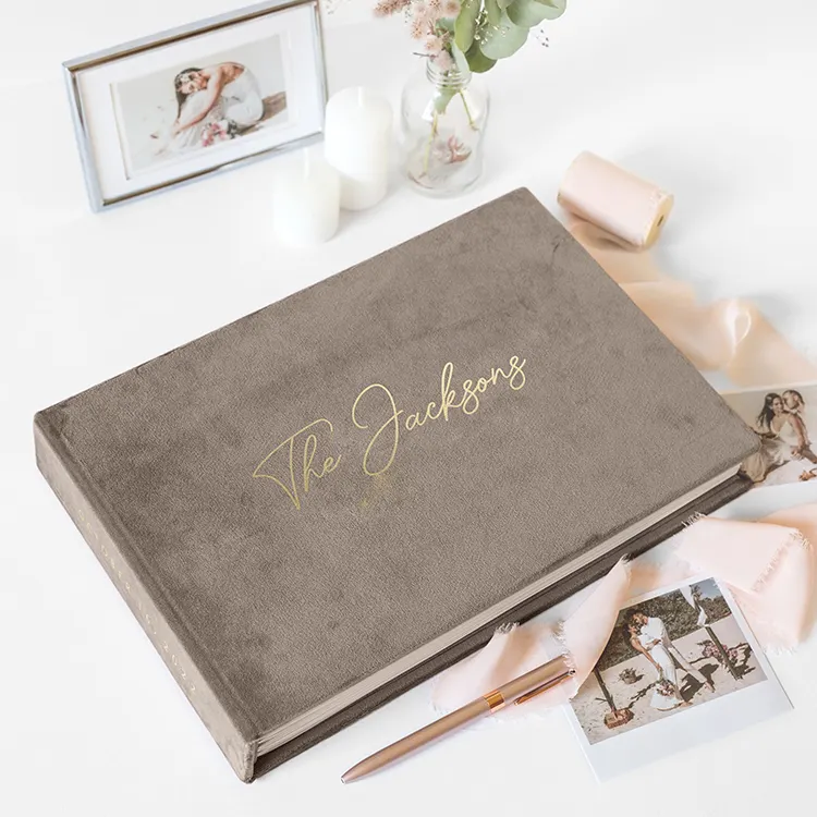 Custom Luxury Blank Wedding Reception Guest Linen Gift Book for Wedding Alternative