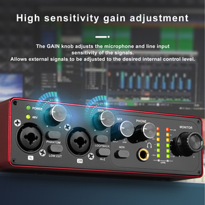 MB22 interfaz de Audio de Estudio 2 canales entradas XLR Digital portátil 48V micrófono tarjeta de sonido para PC grabación de estudio