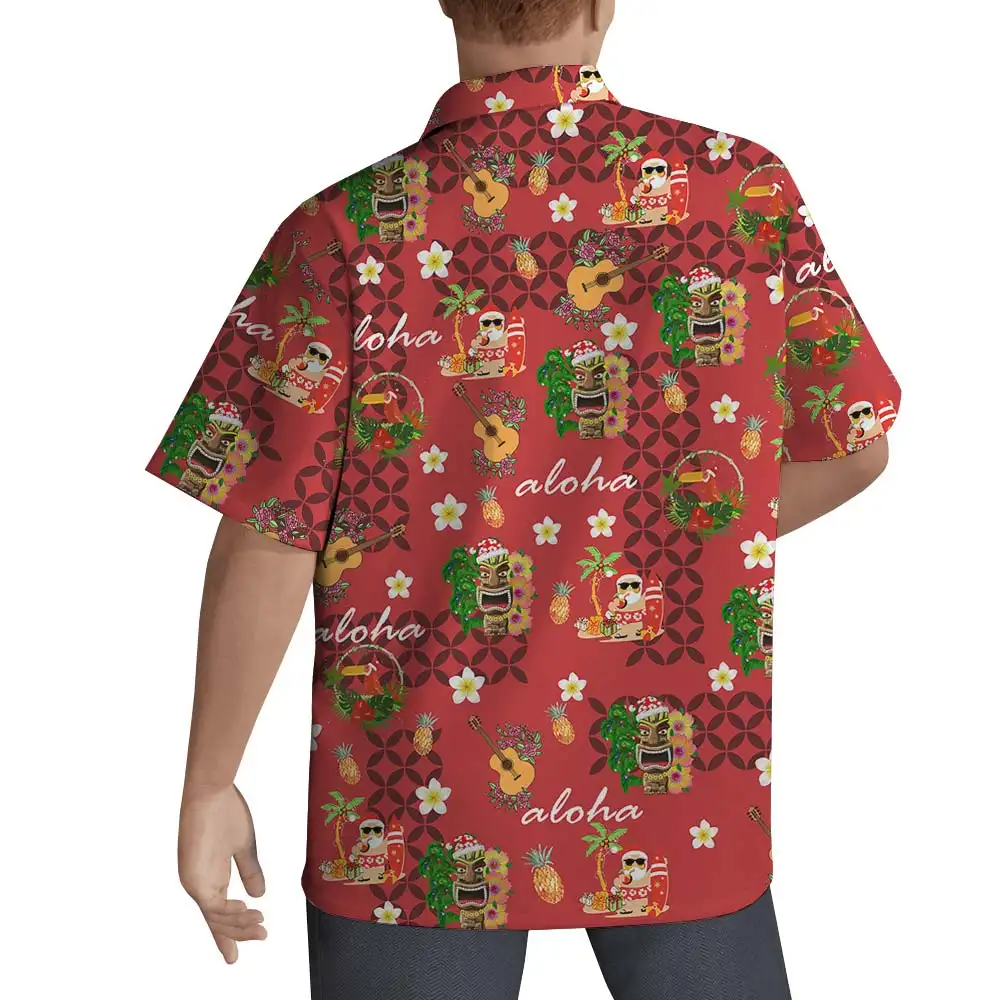 Camisa havaiana lisa de algodão para homens, roupa de praia personalizada de alta qualidade com seu próprio logotipo