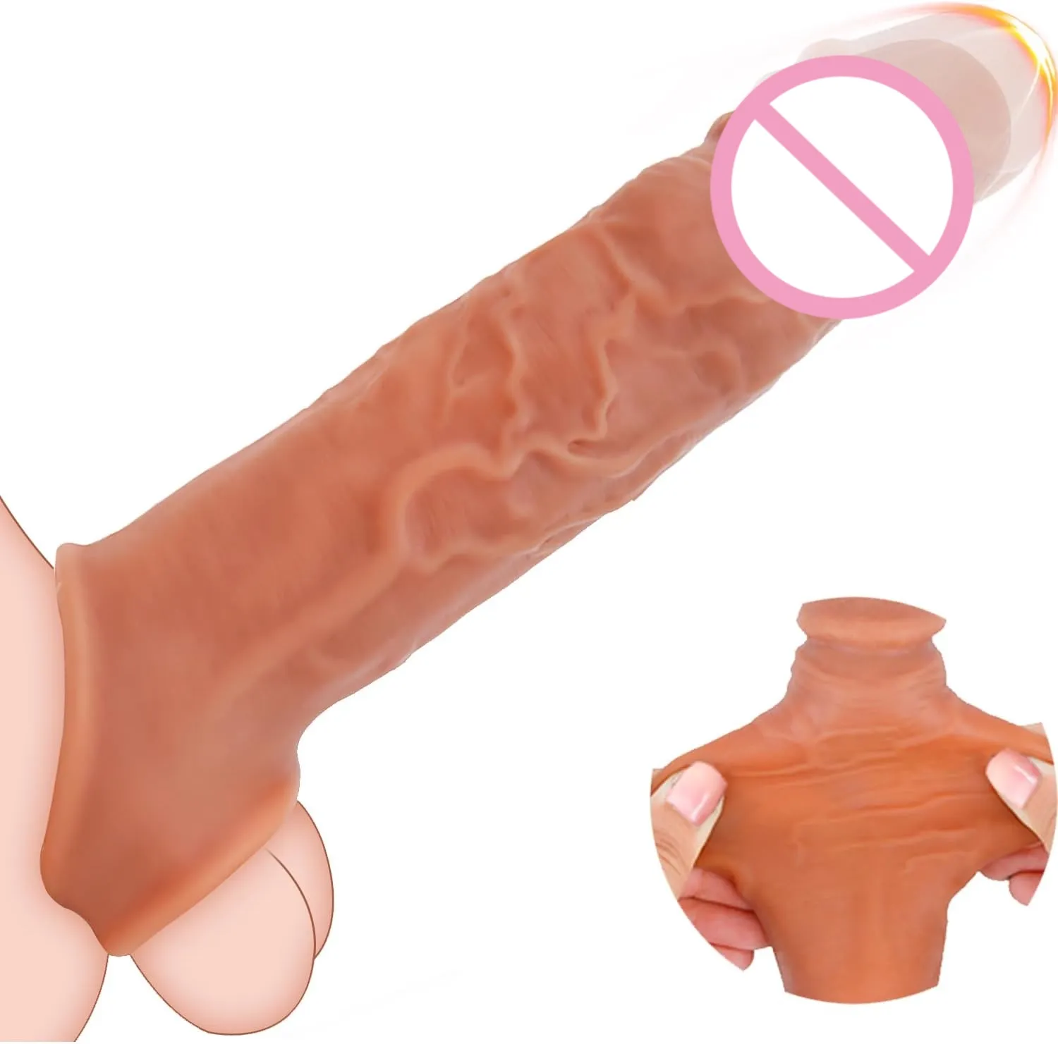 Penis Sleeve Extender Enlarger Stretcher Suitable for All to Extend Male Stamina of Cock Sleeve for Thicken Reusable Condom