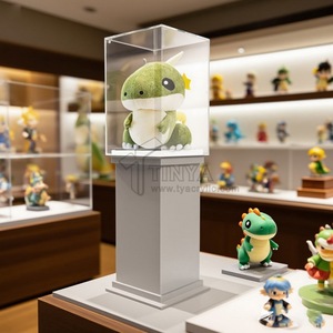 Benutzer definierte Acryl Boden Display Rack für Labubu Figuren mit LED-Licht freistehende Pop Mart Figur Regal - Product Image 1