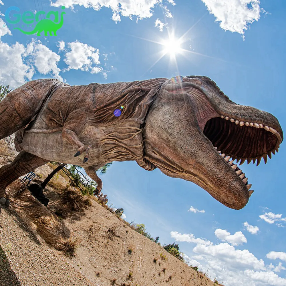 Gecai Animatronic Giant 3d Dinosaur Model Supplier Terrain de jeu extérieur Usine mécanique de dinosaures pour parc à thème d'aventure