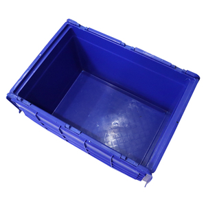 Caja de transporte de plástico duradera, caja de transporte de plástico apilable y anidada con tapa, color azul - Product Image 6