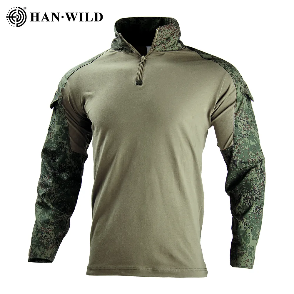 HAN WILD – uniforme d'entraînement de randonnée en plein air, camouflage vert ACU, chemise à manches longues d'assaut rapide