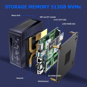 Venta caliente mini pc computadora Intel Celeron DDR4 M.2NVME tres pantalla HD * 2 + DP Mini Pcs computadora - Product Image 4