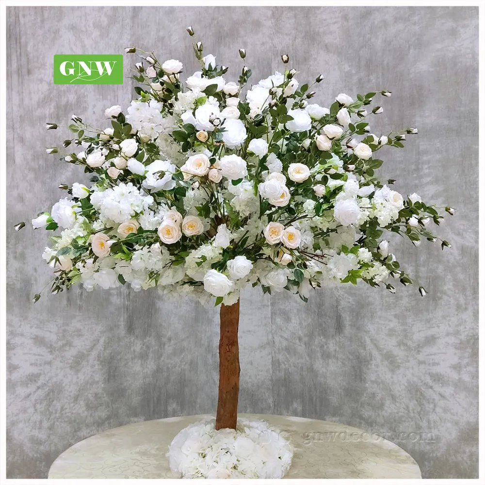 GNW 150cm de altura Decoración de mesa de boda plantas imitación seda Sakura árboles flor artificial árbol flor de cerezo árbol centro de mesa