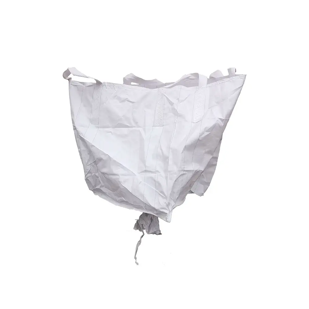 ถุง PP ทรงแบนทำจากไม้ฟืนระบายอากาศได้ดีถุงฟืนมีฝาปิดด้านบนมีช่องระบายอากาศขนาด5: 1สีขาว1500ลิตร