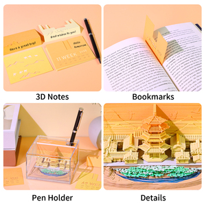 Recuerdos creativos de viaje, modelo de bloques de construcción, Bloc de notas 3D, calendario personalizable, marcapáginas, regalo, Bloc de notas 3D con caja de regalo - Product Image 5