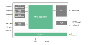 ASI 128 SPTS MPTS UDP RTP Digital RF to 16 RF DVB-T <strong>Output</strong> Processor DVB-SS2 to ISDB-T Gateway - Product Image 5