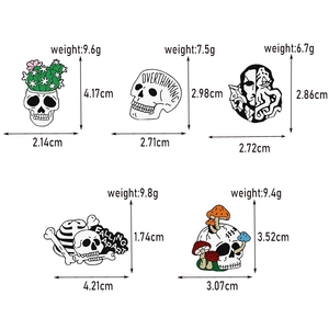 Ghim Tráng Men Đầu Lâu Màu Tối Phong Cách Punk Ghim Cài Xương Xương Xương Xác Hình Nấm Phù Hiệu Ghim Cài Ve Áo Sơ Mi Vải Denim Trang Sức Phong Cách Gothic Cho Trẻ Em - Product Image 5