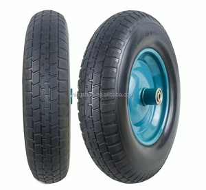 High Quality 16 Inch 4.80/<strong>4.00</strong>-8 With Metal Rim Jewel-like Flat Free Solid Rubber Puncture Proof <strong>Tire</strong> Pu Foam Wheelbarrow Wheel - Product Image 6