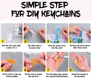 DIYアルファベットジュエリー作り用顔料付き1:1 AB接着剤クリアクリスタル樹脂エポキシスターターキット - Product Image 5