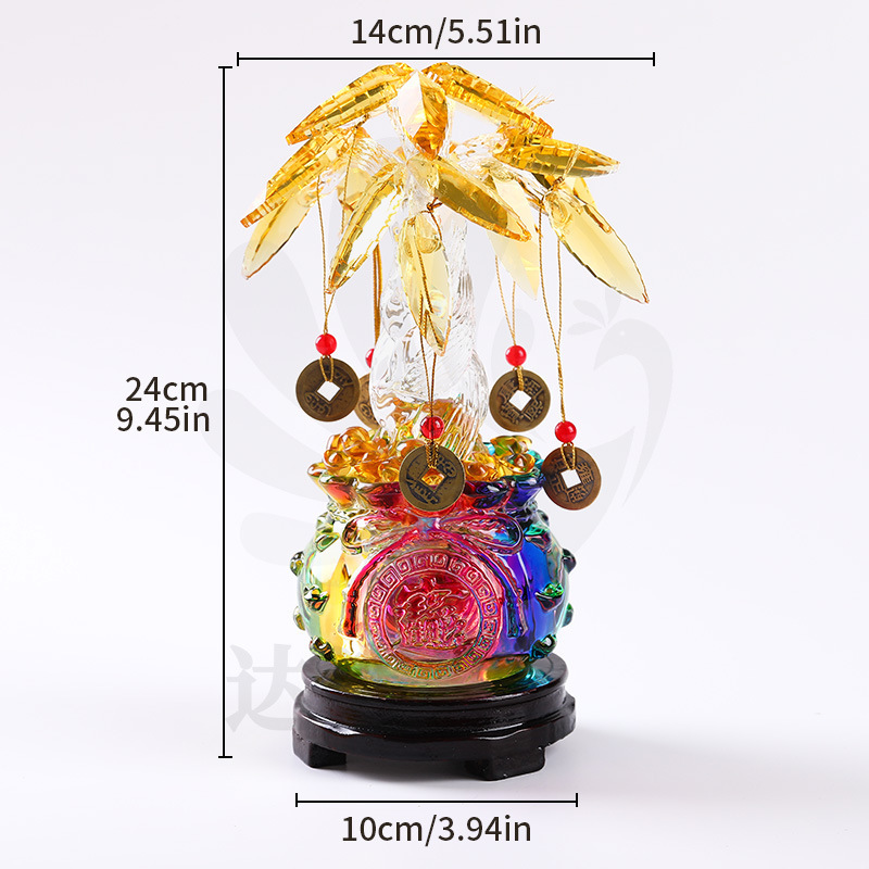 Colorful lucky bag with yellow money tree