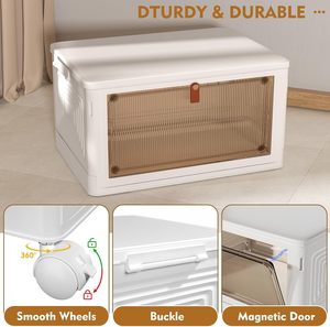Contenedores de almacenamiento de plástico de 4 niveles con tapa 23QT Contenedores de almacenamiento apilables con ruedas Cajas de almacenamiento plegables apilables