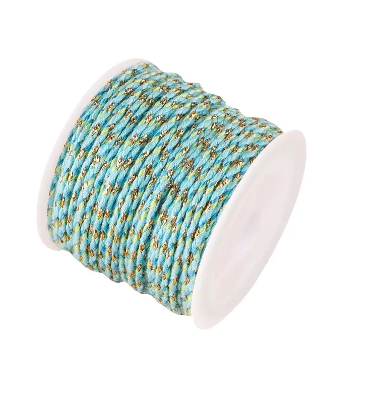 20m por rollo 1,8 MM nuevo oro colorido cuerda de algodón hecho a mano nylon tricolor hilo de algodón DIY pulsera trenzada cuerda