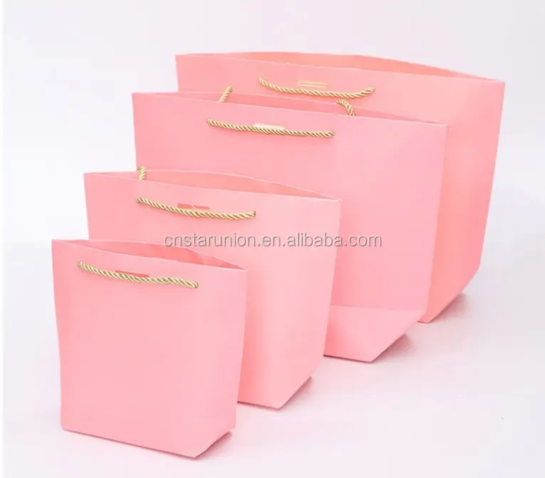 Harga Grosir Logo Kustom Pink Mini Kecil Mewah Tas Kertas Hadiah Mewah Pintu Pernikahan Tas Hadiah dengan Pegangan Pita