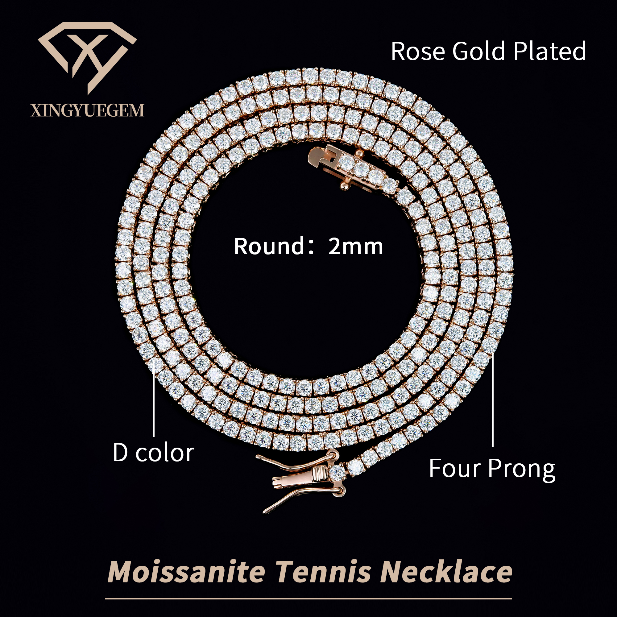 Rose Gold Plated 2mm