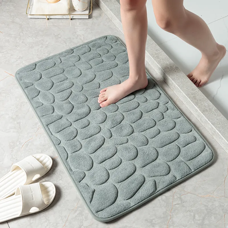 Cheap 3D Pebble Stone Soft Quick Dry Super Water Absorb Non Slip Memory Foam Bath Mat for Bathroom
