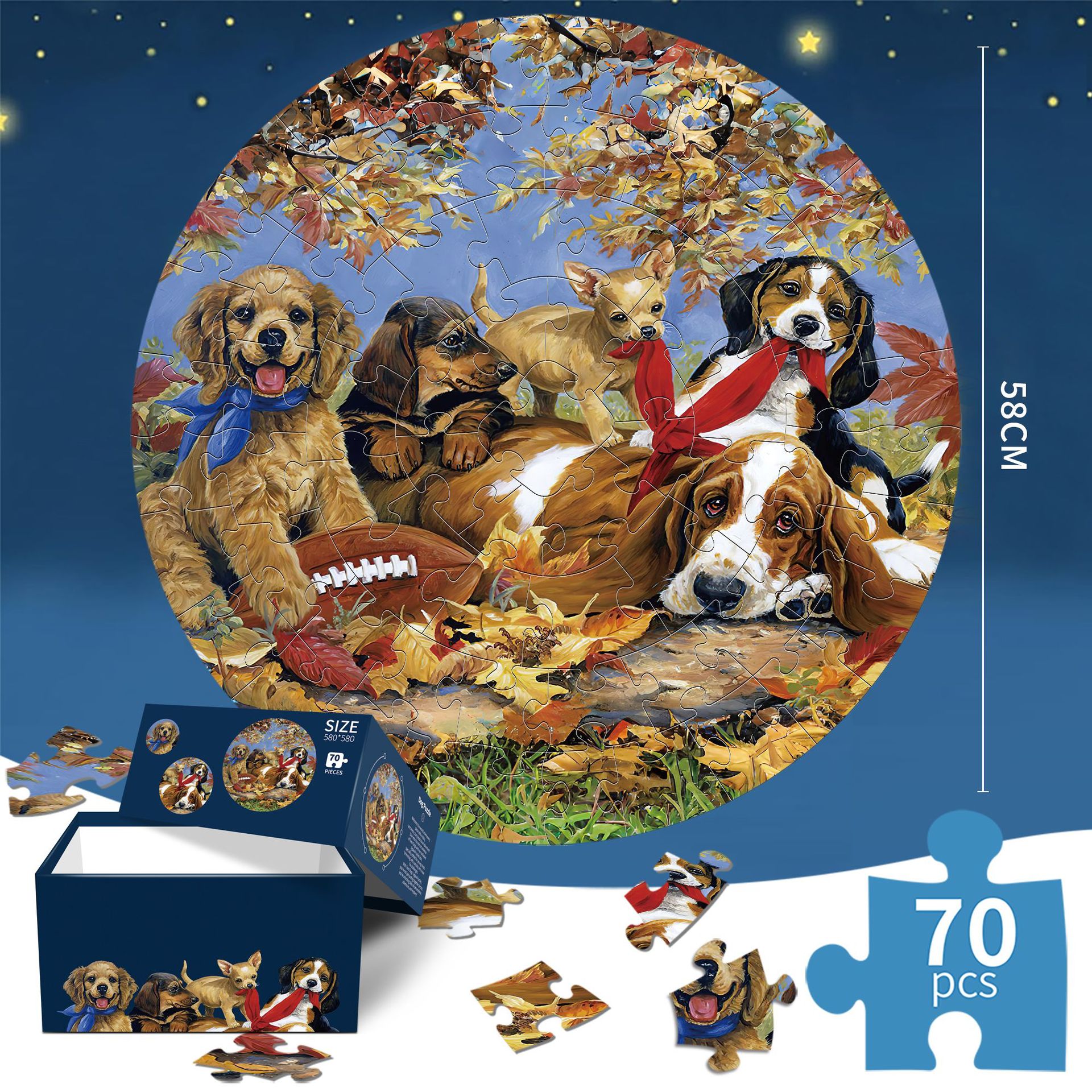 Puzzle para perros - 70 piezas, cartulina azul