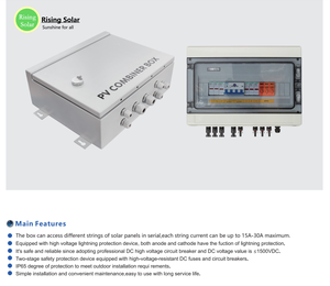 Rising Solar 2 <strong>4</strong> 5 8 12 16 Strings <strong>Input</strong> <strong>1</strong> 2 3 <strong>4</strong> <strong>Output</strong> Price 1000VDC 26~208A DC Solar PV Combiner Box for Solar Panel